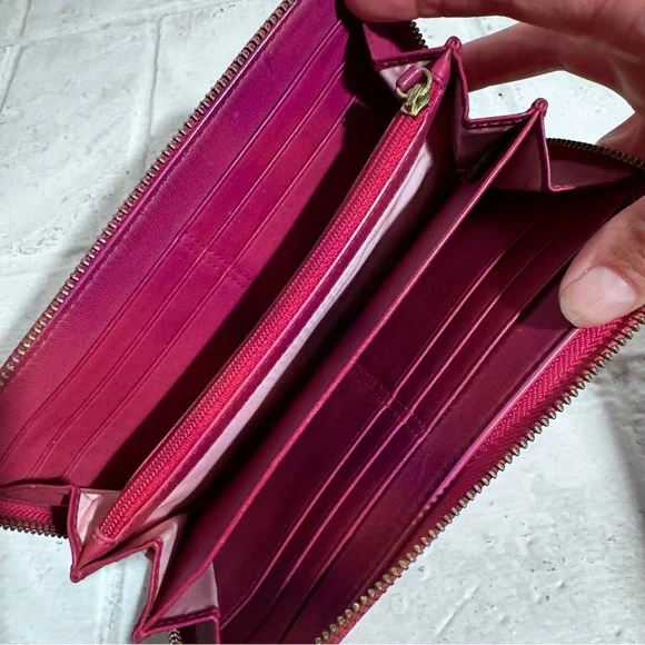 Coach Pink Signature Wallet with Zip-Around Closure - Picture 7 of 12